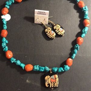Handcrafted Elephant earrings and Necklace set
